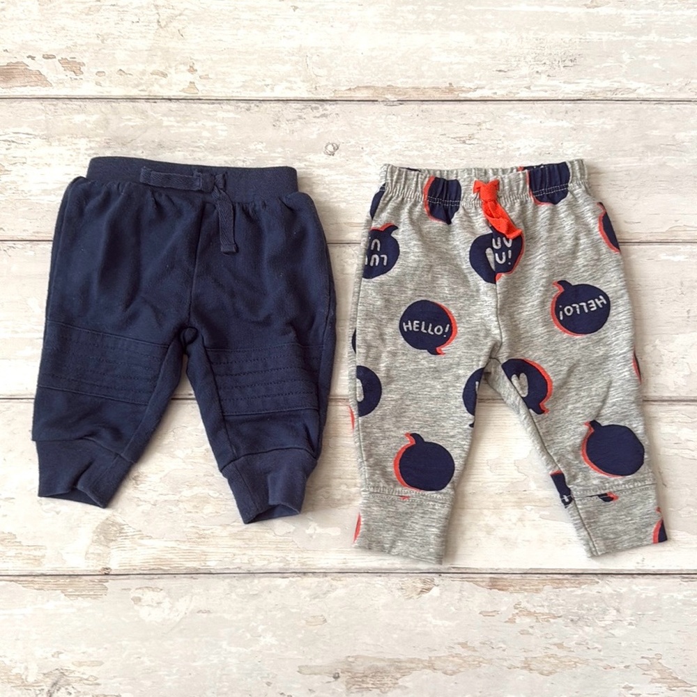 Cat & Jack NB Baby Boy Pants Joggers Sweatpants Sweats Blue Gray Size Newborn